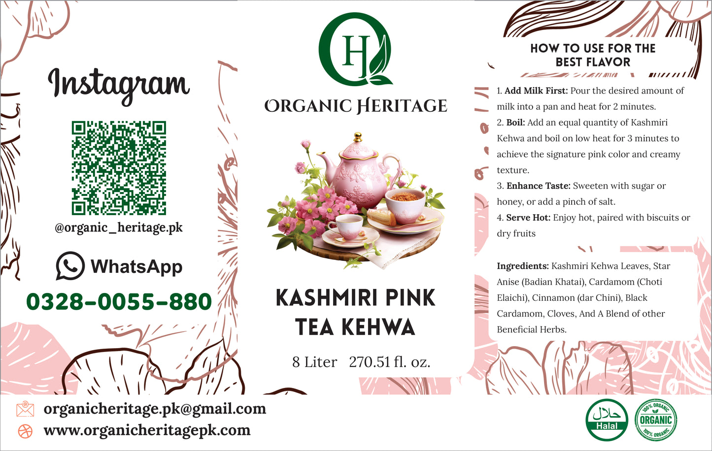 Organic Heritage Kashmiri Pink Tea Kehwa